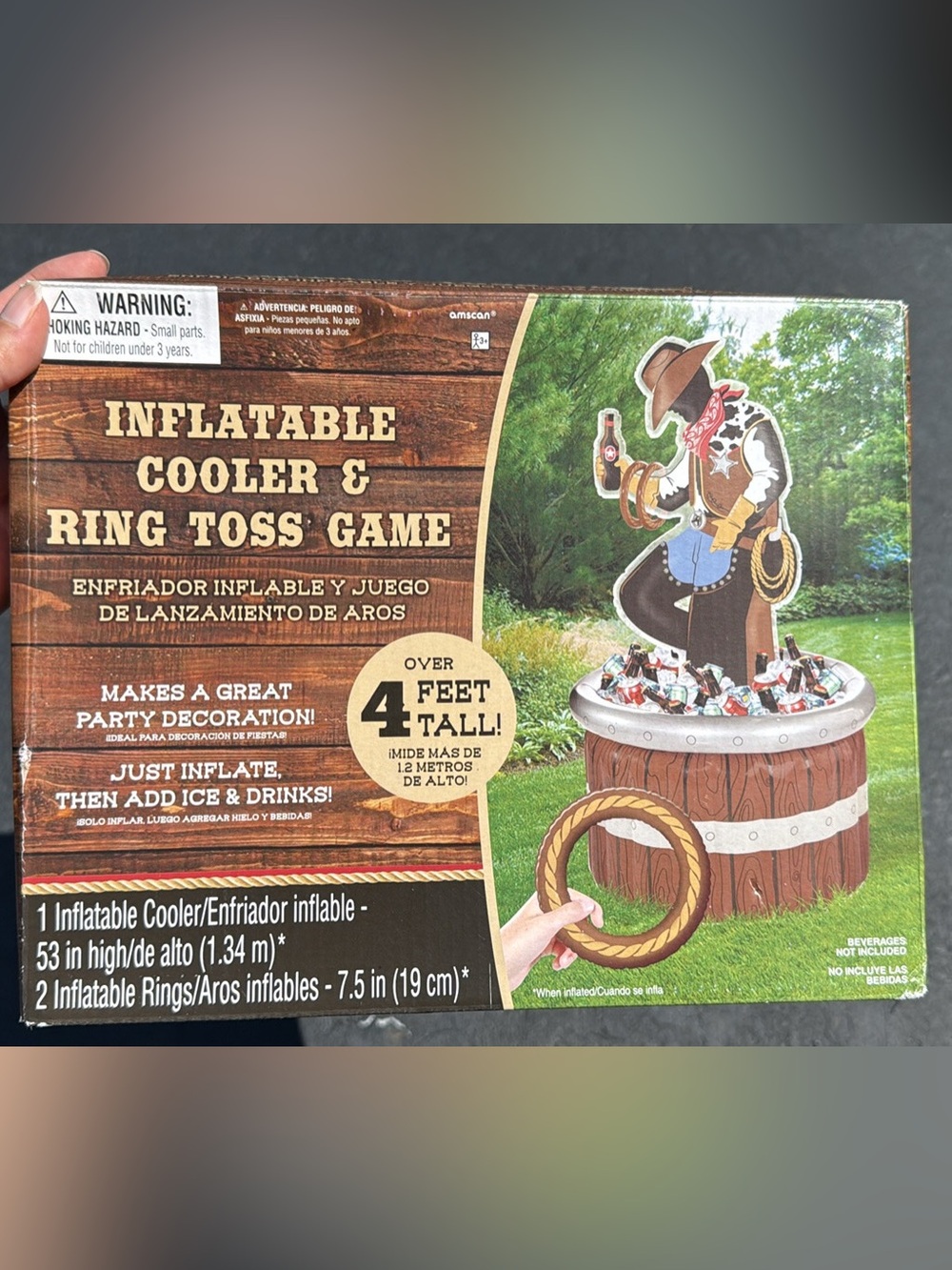 Amscan Cowboy Inflatable Cooler & Ring Toss Game - Brown, Blue, Tan